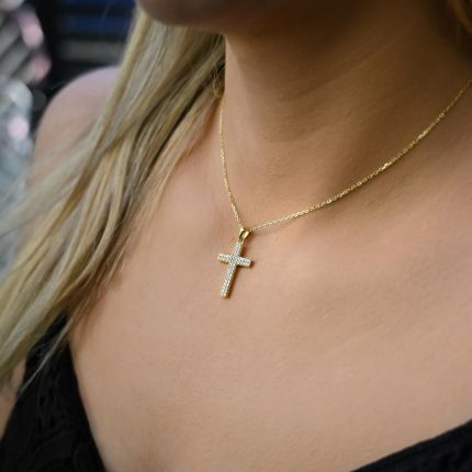Επιχρυσωμένος σταυρός ασημένιος 925 με ζιργκόν
